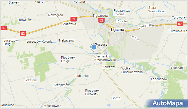 mapa Ciechanki Krzesimowskie, Ciechanki Krzesimowskie na mapie Targeo
